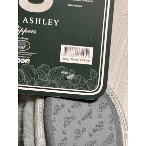 Laura Ashley Womens Plush Faux Rabbit Fur Memory Foam Slide Slippers NWT 5-6 S - Picture 5 of 6